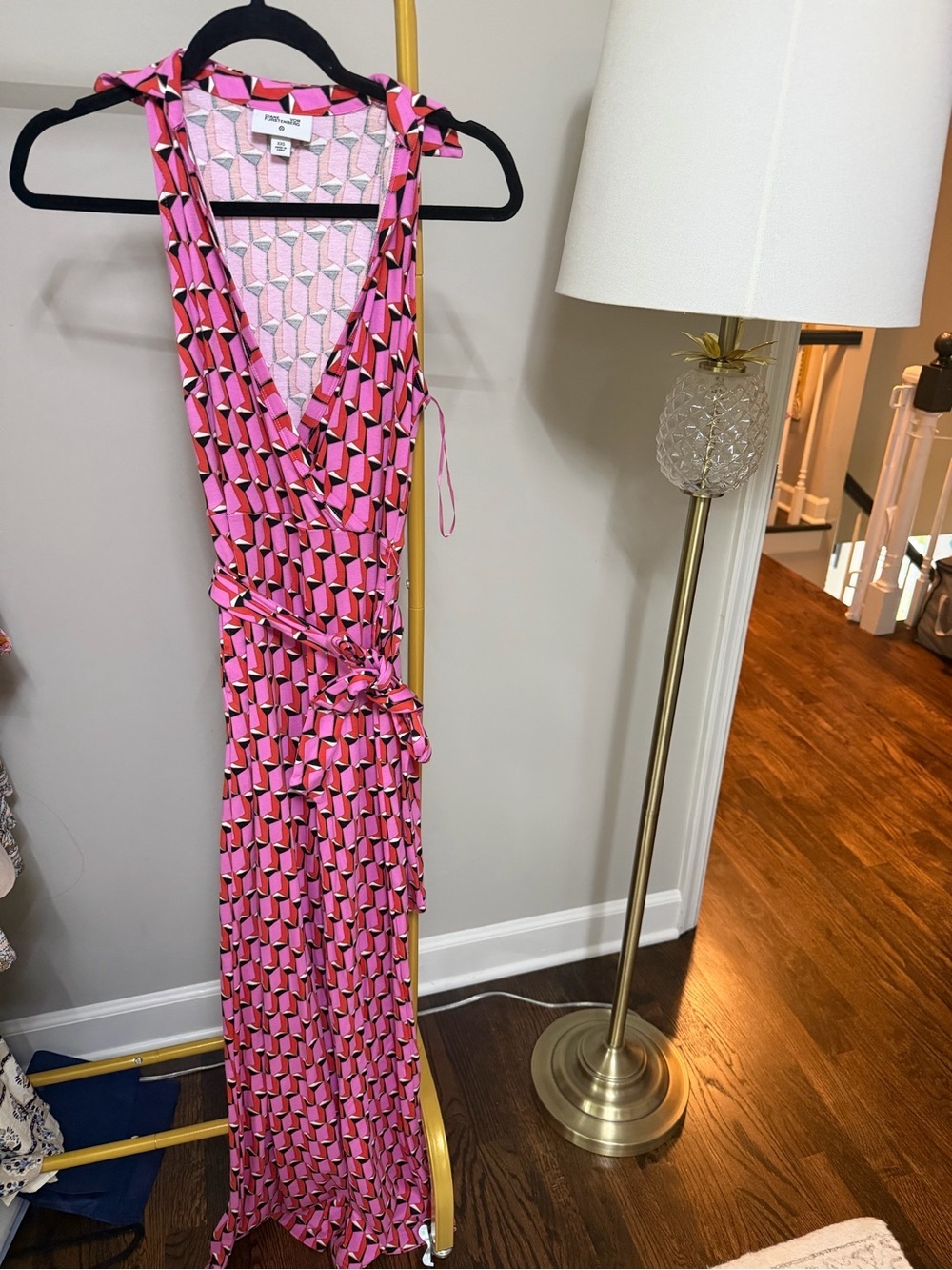 Diane Von Furstenberg Pink Geometric Wrap Jumpsuit
